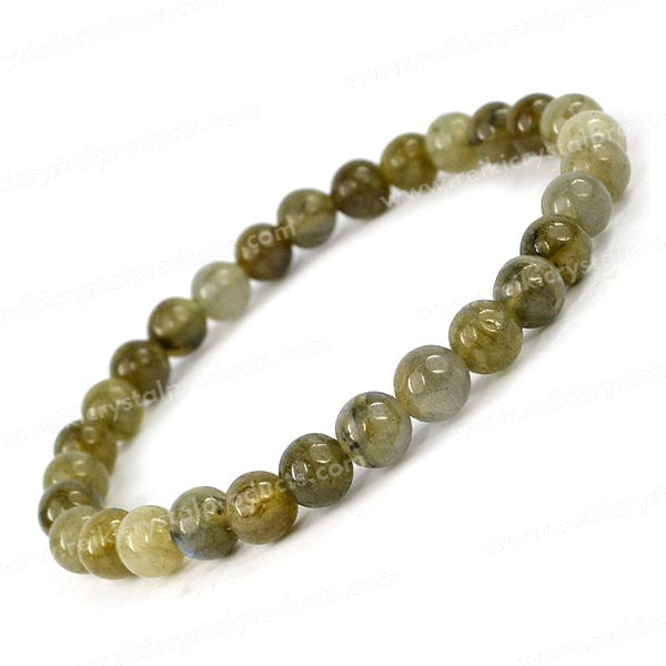 Natural Crystal Stones 6 mm Round Beads Bracelet