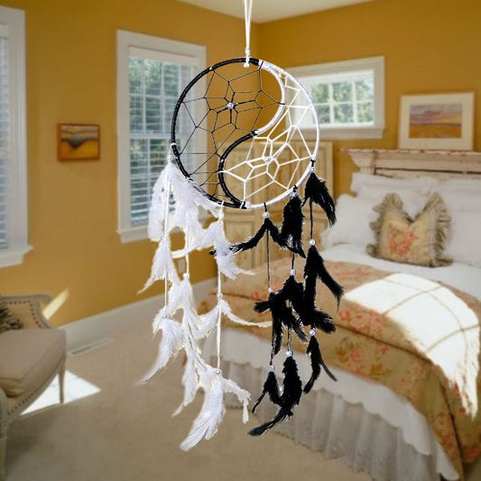 Yin Yang Dream Catcher Wall Hanging for Positive Energy, Thinking and Protections