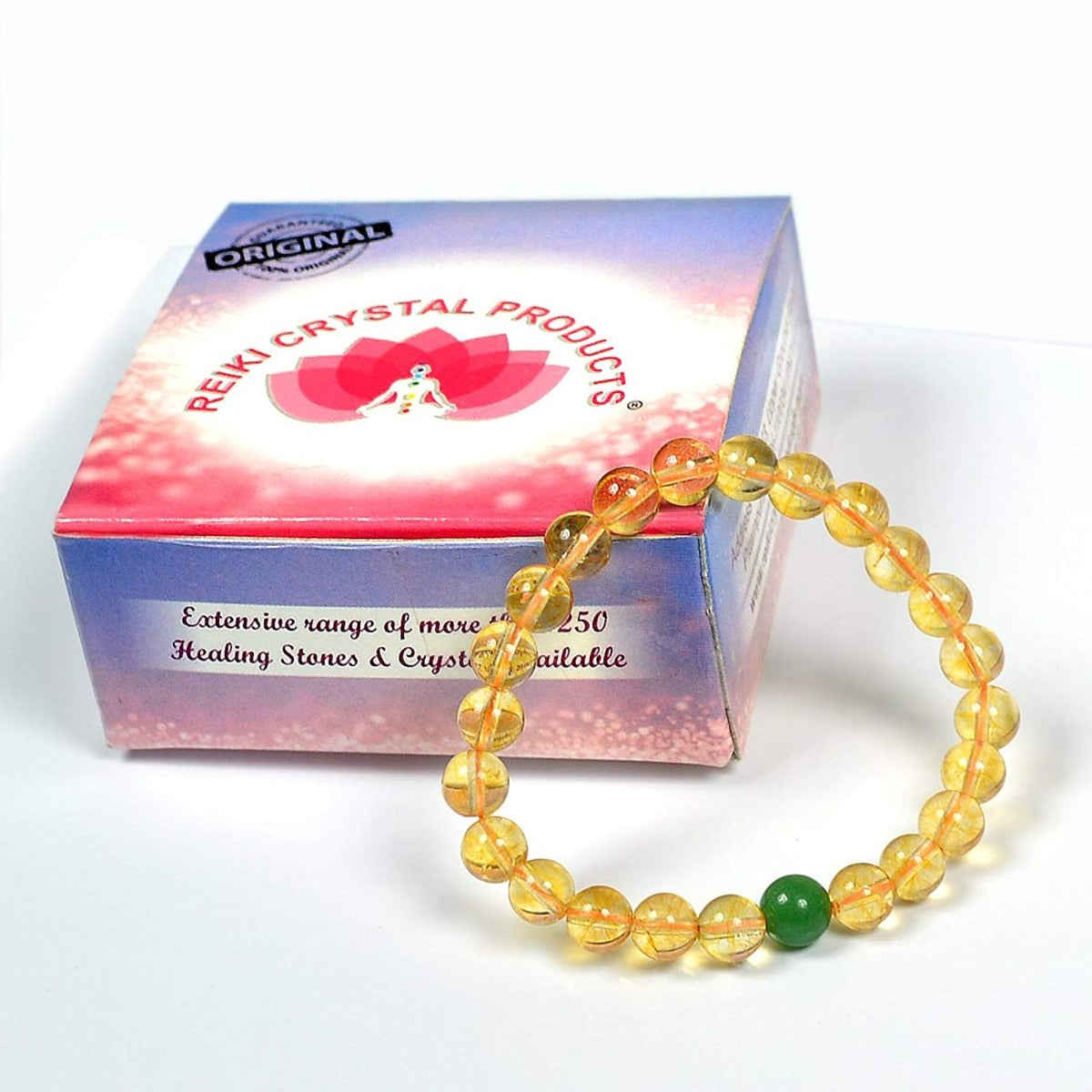 Natural Citrine with Green Aventurine Single Stone 8 mm Bracelet