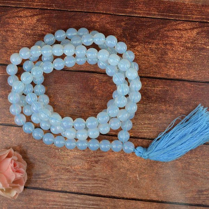 Natural Crystal Stone 8 mm 108 Round Beads Mala for Unisex
