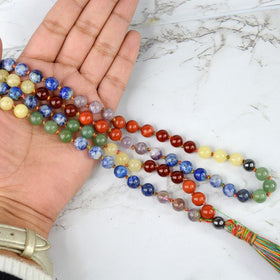 7 Chakra with Hematite 8 mm 108 Round Bead Mala