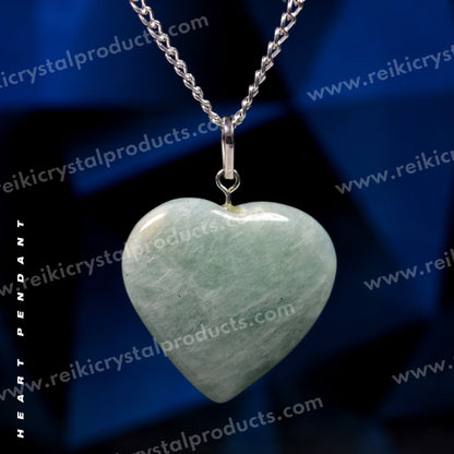 Amazonite Heart Shape Pendant Size 25-30 mm with Metal Chain