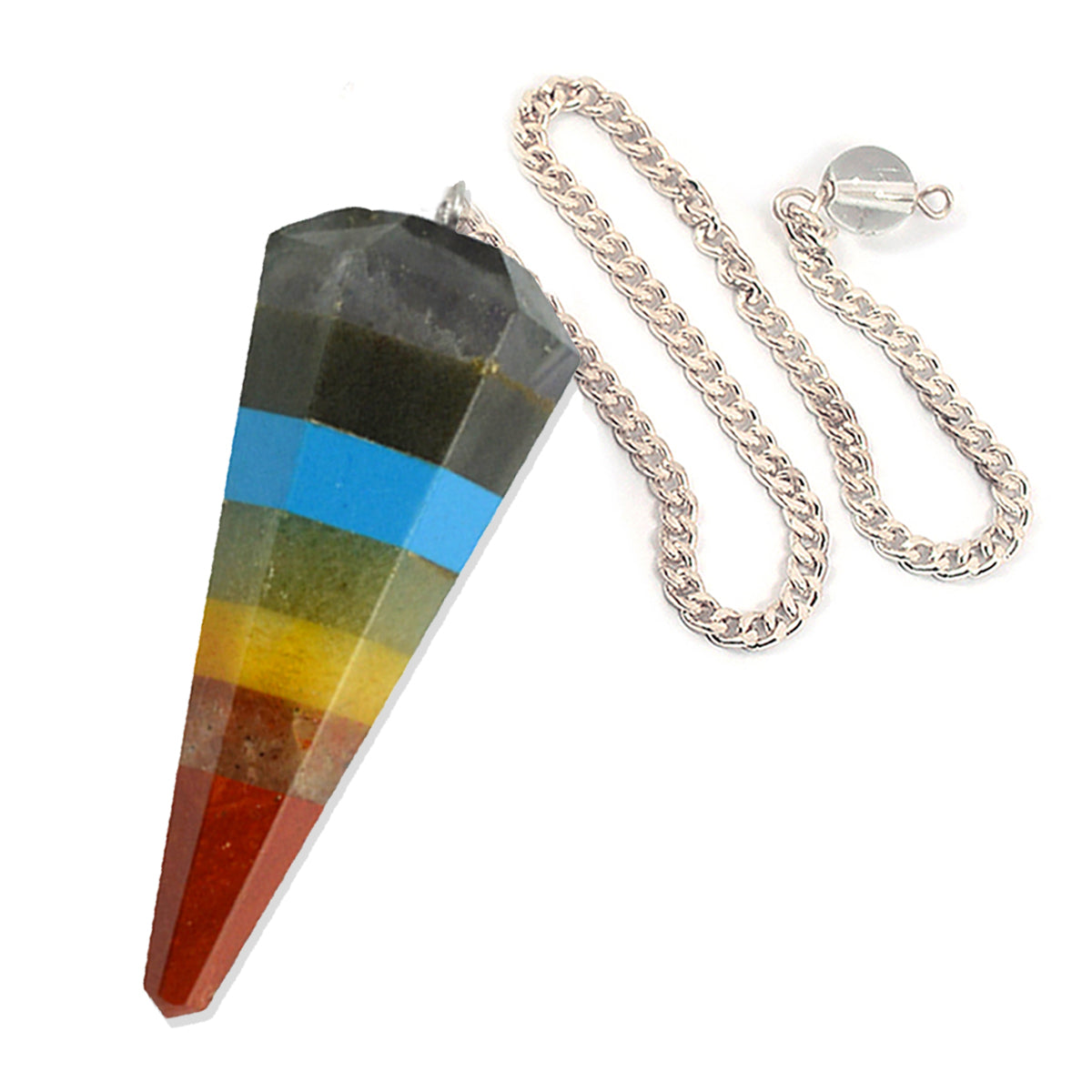 7 Chakra Six Faceted Dowser Pendulum Reiki Charged Crystal