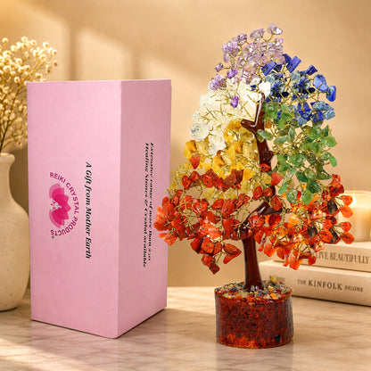 Natural Original Crystal Stone Chip 200 Beads Tree for Decorative Showpiece