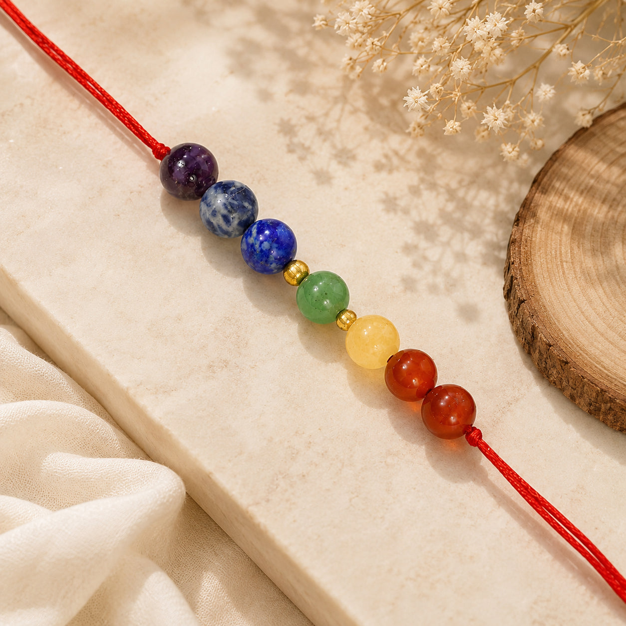 7 Chakra Crystal Band / Bracelet | Natural Seven Chakra Healing Crystal Stone Bracelet for Men & Women | Balance, Harmony, Positive Energy & Spiritual Well-Being
