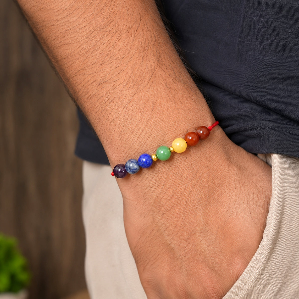 7 Chakra Crystal Stone Rakhi | Natural Seven Chakra Healing Crystal Rakhi for Brother