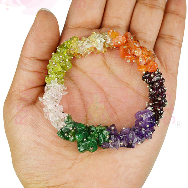 7 Chakra Gajra Chip Beads Bracelet for Energy Balance, 