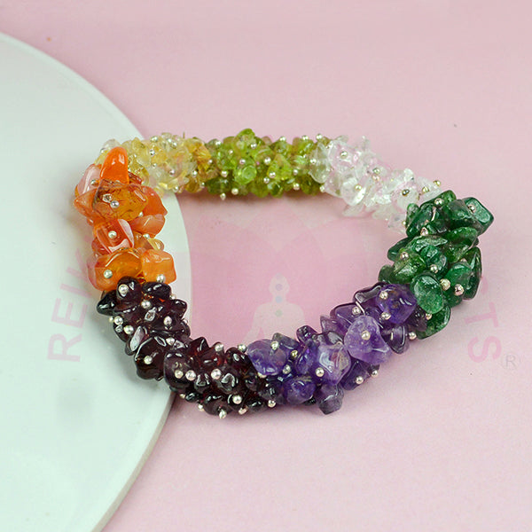 7 Chakra Gajra Chip Beads Bracelet for Energy Balance, Harmony, Spiritual Practices