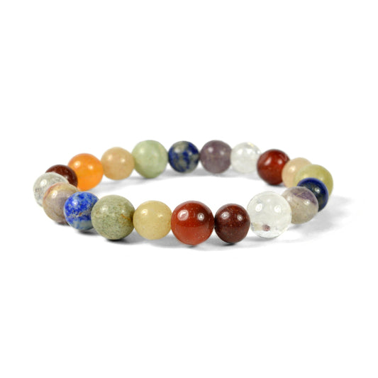 7 Chakra 8 mm Round 3+3 Bead Bracelet