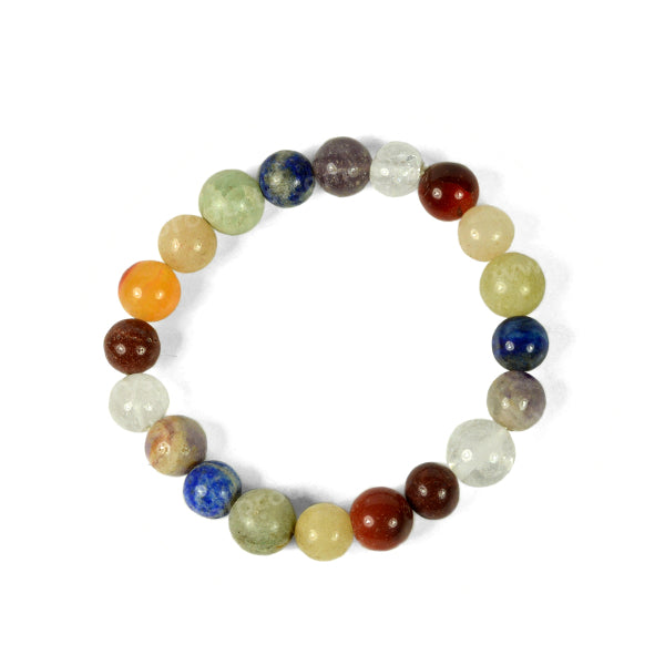 7 Chakra 8 mm Round 3+3 Bead Bracelet