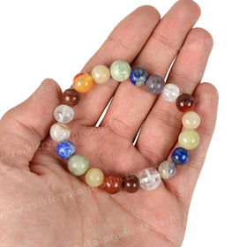 7 Chakra 8 mm Round 3+3 Bead Bracelet