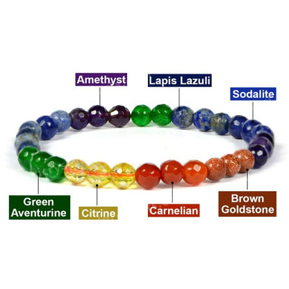 Natural Crystal Stones 6 mm Faceted Beads Bracelet