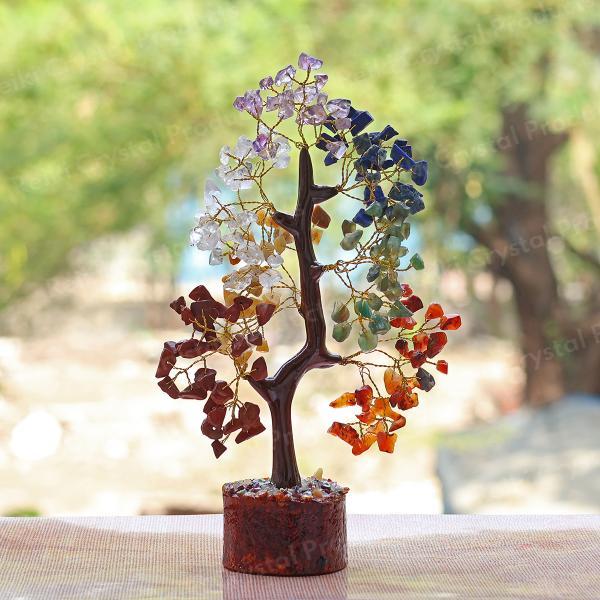 Natural Original Crystal Stone Chip 200 Beads Tree for Decorative Showpiece