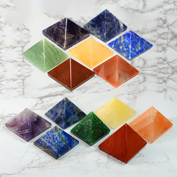 Natural 7 Chakra Pyramid Set (7 Pyramids)