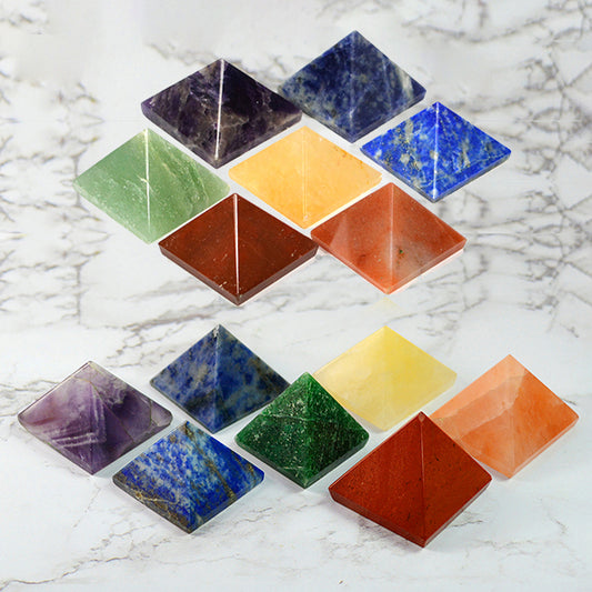 Natural 7 Chakra Pyramid Set (7 Pyramids)