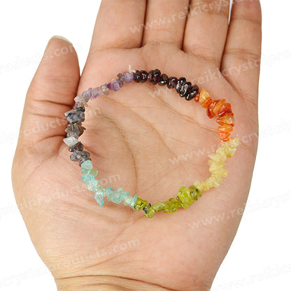 7 Chakra Single Line Chip Bracelet