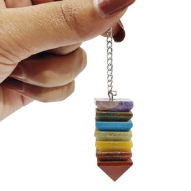 7 Chakra Pyramid Shape Dowser Pendulum Reiki Charged Crystal