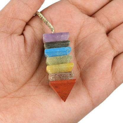 7 Chakra Crystal Pyramid Dowser - Pendulum