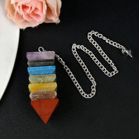 7 Chakra Crystal Pyramid Dowser - Pendulum