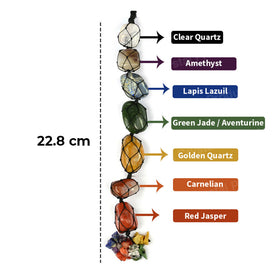 7 Chakra Tumble Stone Hanging with Crystal Chip for Car Hanging and Door Hanging 22.8 cm (9 inch)
