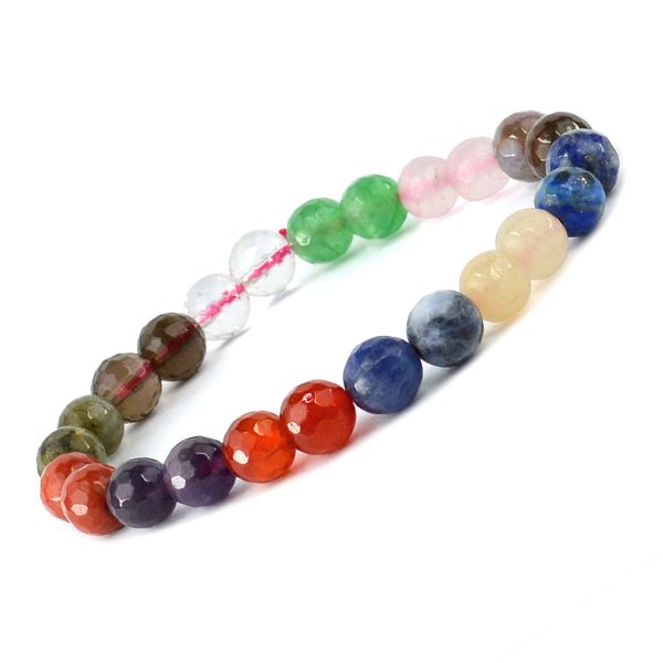 12 Chakra 8 mm Faceted Bead Bracelet