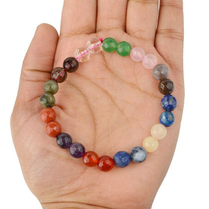 12 Chakra 8 mm Faceted Bead Bracelet
