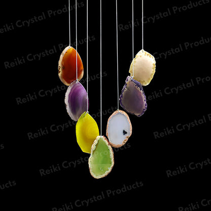 7 Chakra Agate Slices Wind chimes with Tree of Life