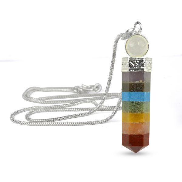 7 Chakra with Ball Pencil Pendant with Metal Chain