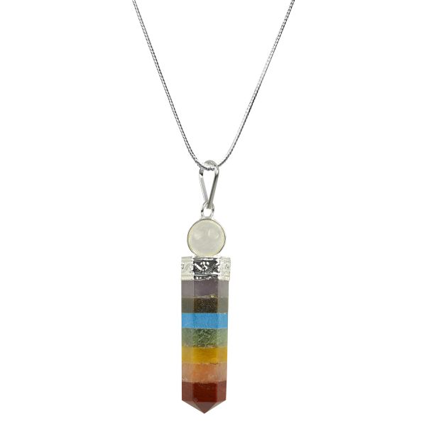 7 Chakra with Ball Pencil Pendant with Metal Chain