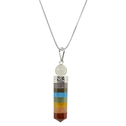 7 Chakra with Ball Pencil Pendant with Metal Chain