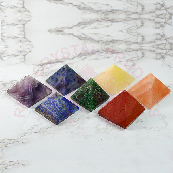 Natural 7 Chakra Pyramid Set (7 Pyramids)