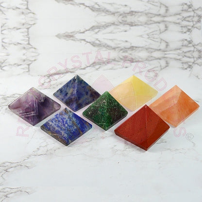 Natural 7 Chakra Pyramid Set (7 Pyramids)