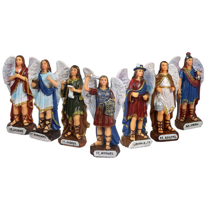 Archangel 7 Pc Statue Set | Seven Archangels Figurines Michael, Gabriel, Raphael, Uriel, Sealtiel, Jehudiel & Barachiel | Protection Blessing Spiritual Décor