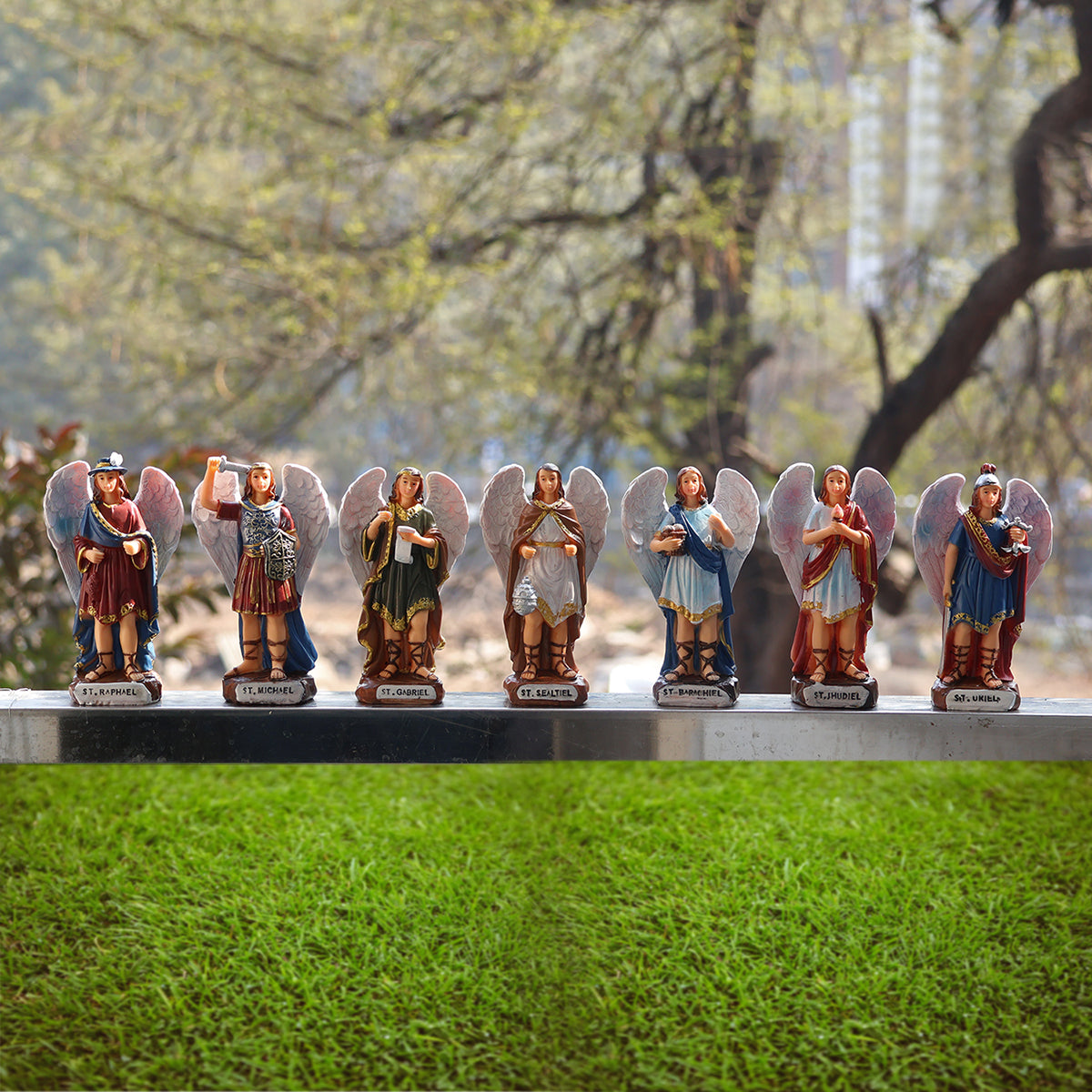 Archangel 7 Pc Statue Set | Seven Archangels Figurines Michael, Gabriel, Raphael, Uriel, Sealtiel, Jehudiel & Barachiel | Protection Blessing Spiritual Décor