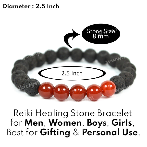 Carnelian With Lava 8mm Beads Bracelet Energized By Reiki Grand Master