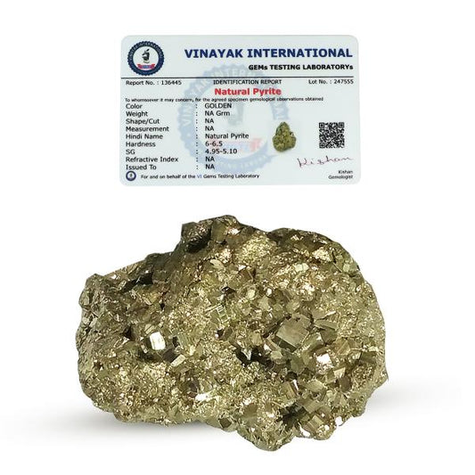 Certified Natural Pyrite Raw / Rough Cluster / Peru Pyrite for Healing / Vastu / Gifts / Wealth, Attracts Business Luck-80 gram