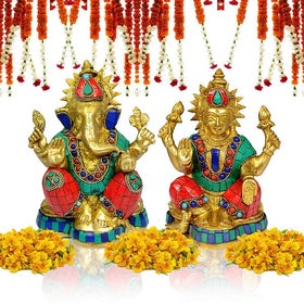 Brass Laxmi Ganesha God for Murti for Pooja Room, Home Decor | Laxmi Statue for Diwali Puja (Pair Weight 3250-3300 Gram