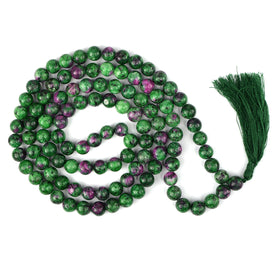 Ruby Zoisite Crystal Mala | Natural Healing Gemstone Necklace for Vitality & Growth