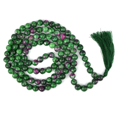 Ruby Zoisite Crystal Mala | Natural Healing Gemstone Necklace for Vitality & Growth