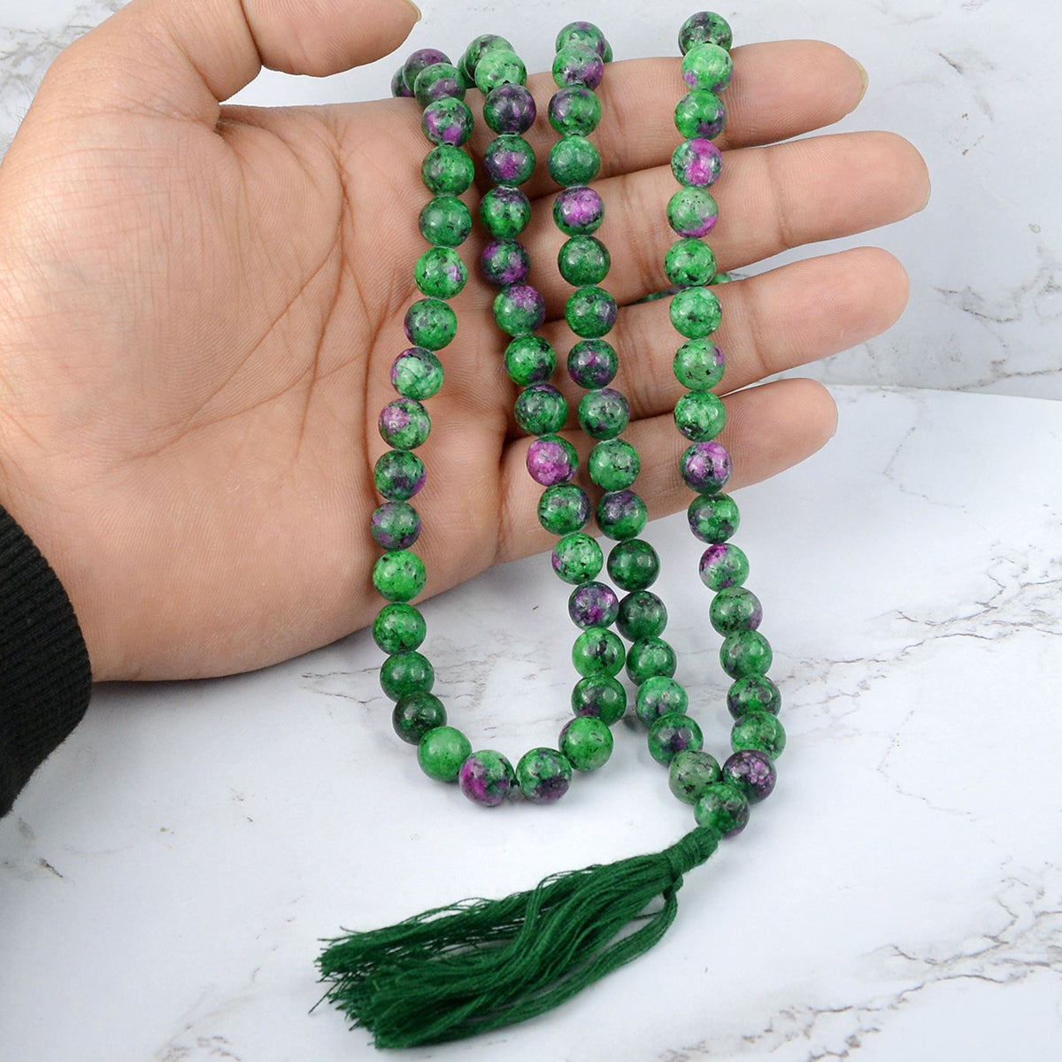 Ruby Zoisite Crystal Mala | Natural Healing Gemstone Necklace for Vitality & Growth