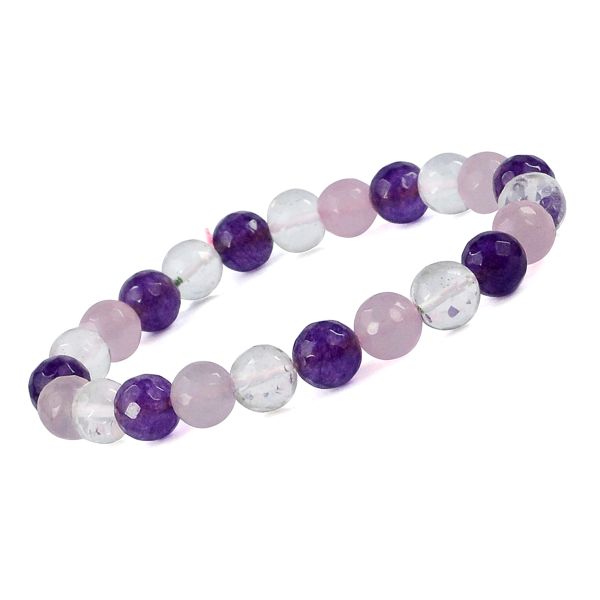 Natural Crystal Stone 8 mm Faceted Bead Bracelet for Unisex