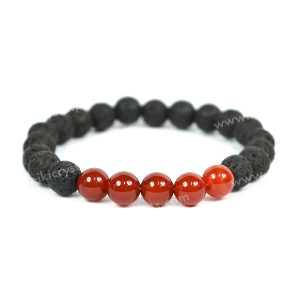 Carnelian With Lava 8mm Beads Bracelet Energized By Reiki Grand Master