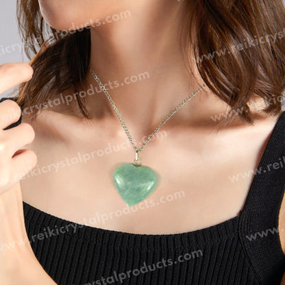 Amazonite Heart Shape Pendant Size 25-30 mm with Metal Chain