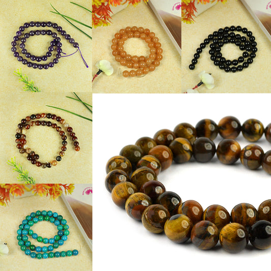 Natural Crystal Stone 8 mm Round Loose Beads 45-50 pcs for Making Bracelet Mala Necklaces