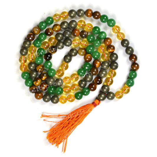 Wealth Combination 8 mm Round 108+1 Bead Mala energized by Reiki Grand Master