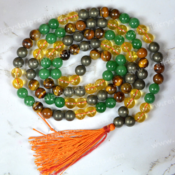 Wealth Combination 8 mm Round 108+1 Bead Mala energized by Reiki Grand Master