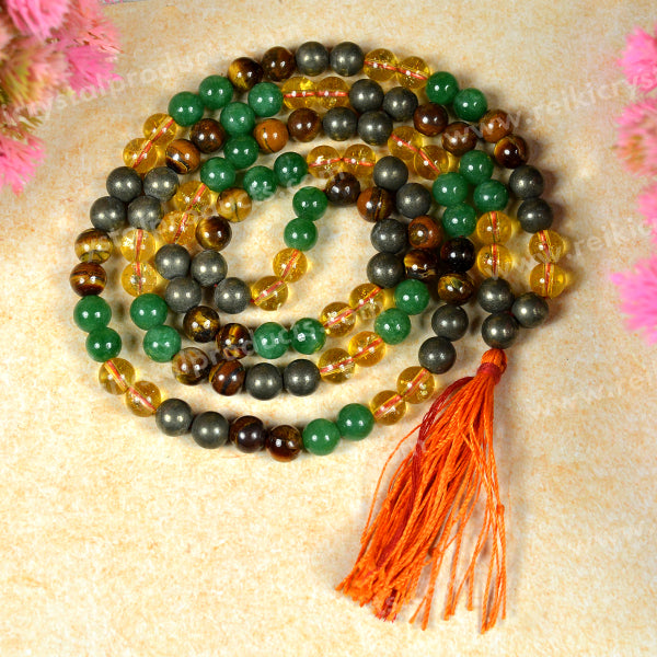Wealth Combination 8 mm Round 108+1 Bead Mala energized by Reiki Grand Master
