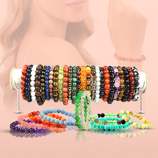 Natural Crystal Stones 8 mm Round Bead Bracelet