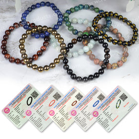 Certified Natural Crystal Stones 8 mm Round Beads Bracelet