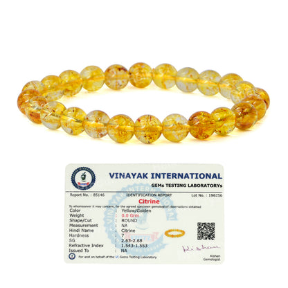 Certified Natural Crystal Stones 8 mm Round Beads Bracelet